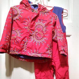 COLUMBIA FRESH POW BIB SNOW SUIT SET GIRLS SIZE 18-24 MONTHS